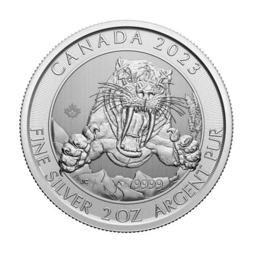 2 oz RCM Silver Sabre-Tooth Cat - 2023