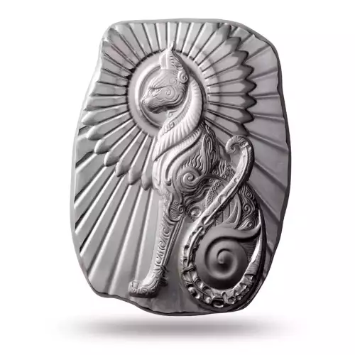 Argentia Silver Art - 5 oz Bar "Egyptian Cat" - Matte