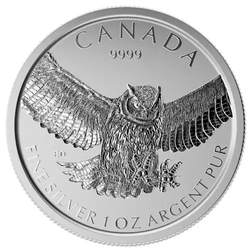 RCM 1oz Silver Birds of Prey Great Horned Owl - 2015