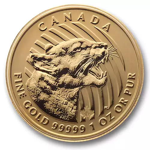 RCM Gold Coin (.99999), 1 oz - Growling Cougar - 2015