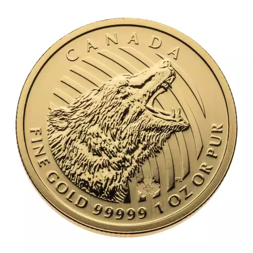 RCM Gold Coin (.99999), 1 oz - Roaring Grizzly - 2016