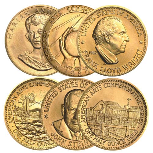 1/2 oz US Mint Commemorative Arts Gold Medal Random
