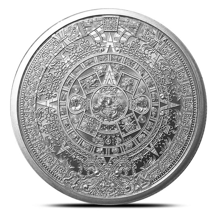 1 oz Aztec Calendar Silver Round (New)