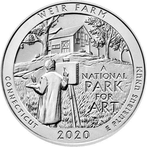 2020 5 oz ATB Weir Farm National Historic Site Silver Coin