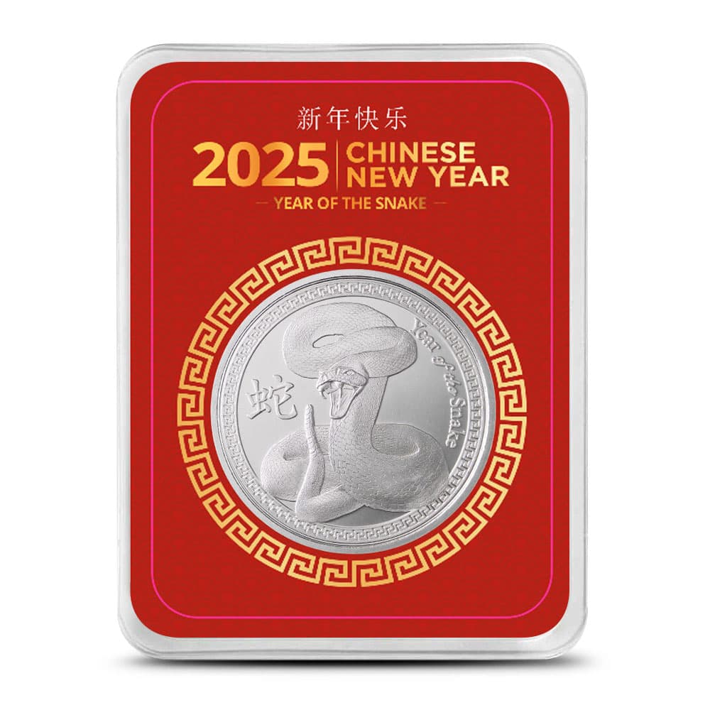 1 oz Lunar Year of the Snake Silver Round (Lunar Series Card)