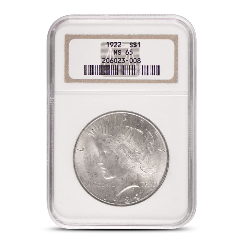 1922 Peace Silver Dollar Coin NGC MS65