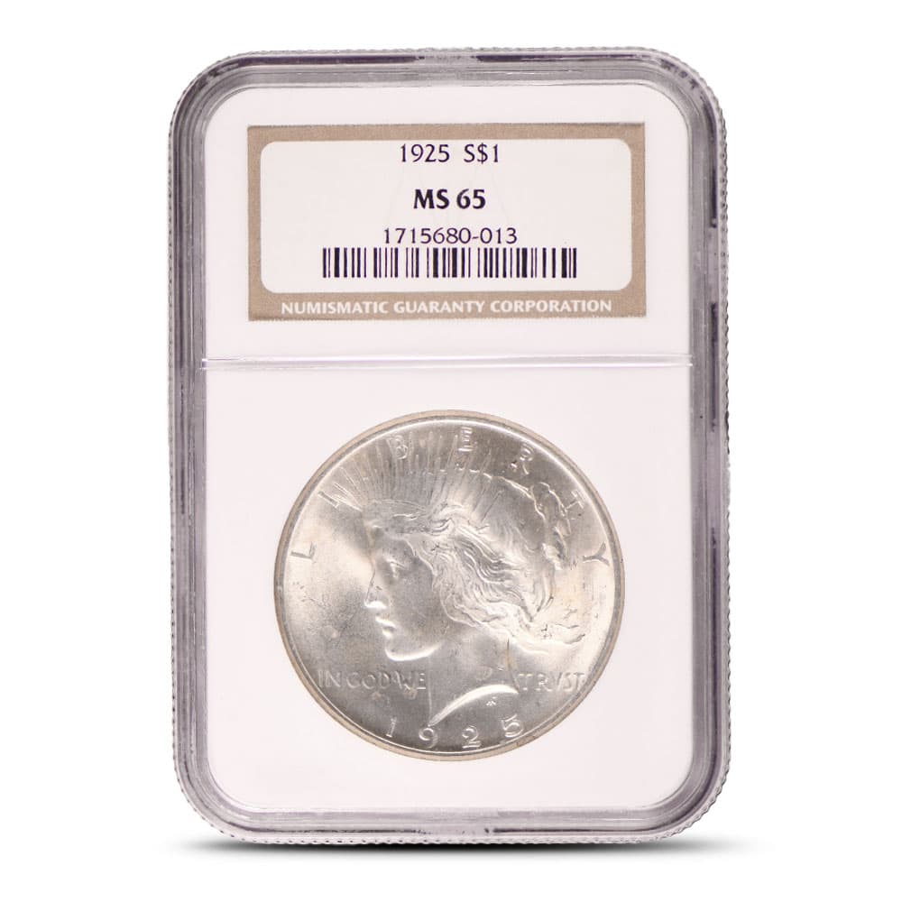 1925 Peace Silver Dollar Coin NGC MS65
