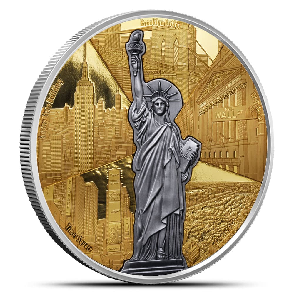 2024 4 oz Antique Barbados 400 Years New York City Silver Coin (Box + CoA, Gold-Plated Puzzle Pieces)