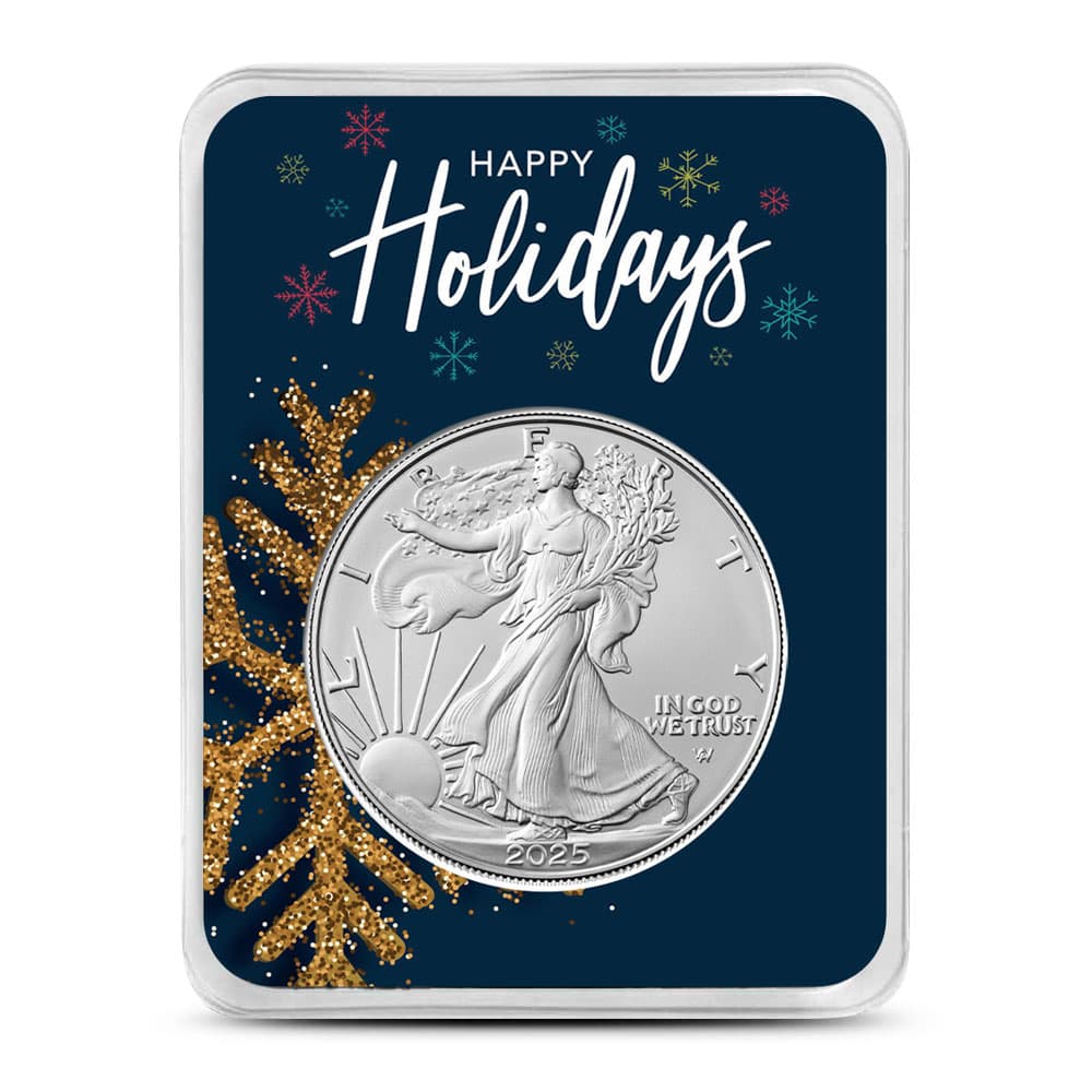 2025 1 oz American Silver Eagle Coin (BU, Happy Holidays Card) 1/21/2025