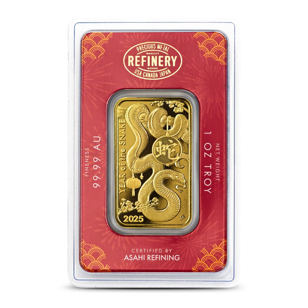 2025 1 oz Asahi Lunar Snake Gold Bar (New w/ Assay)