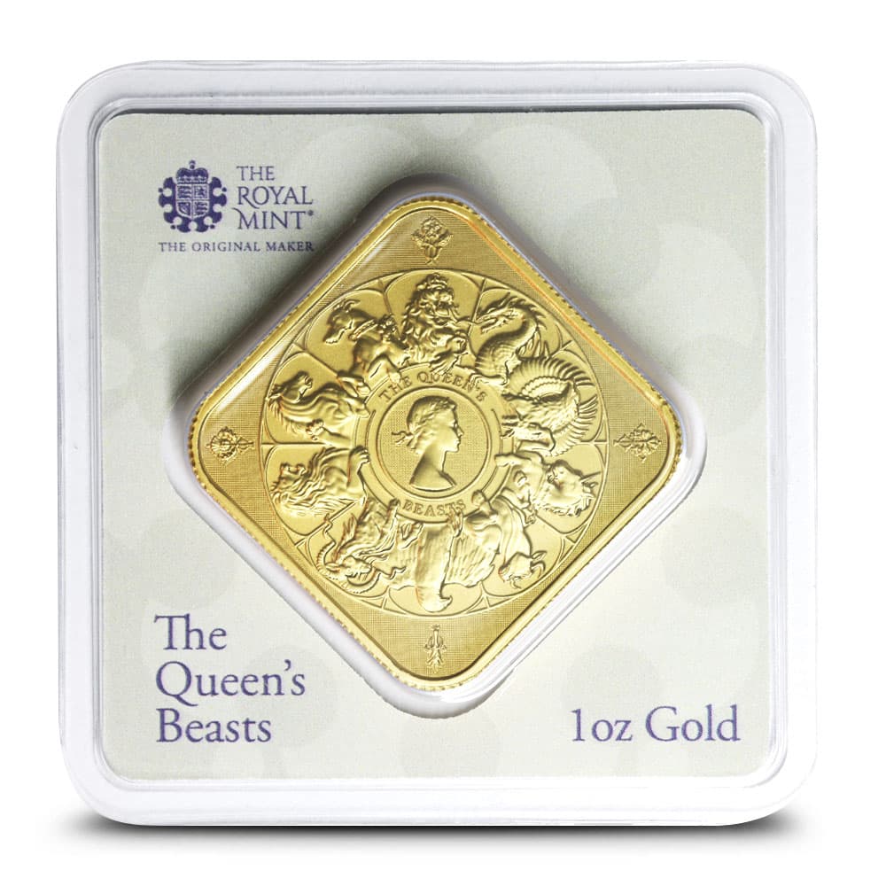 1 oz The Royal Mint Queen’s Beast Collection Gold Bar (New)