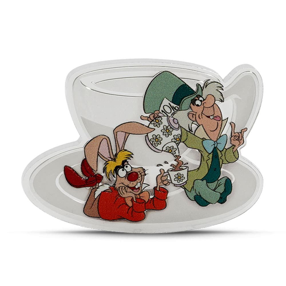 2025 2 oz Proof Colorized Niue Silver Alice in Wonderland Mad Hatter’s Tea Party Coin (Box + CoA)