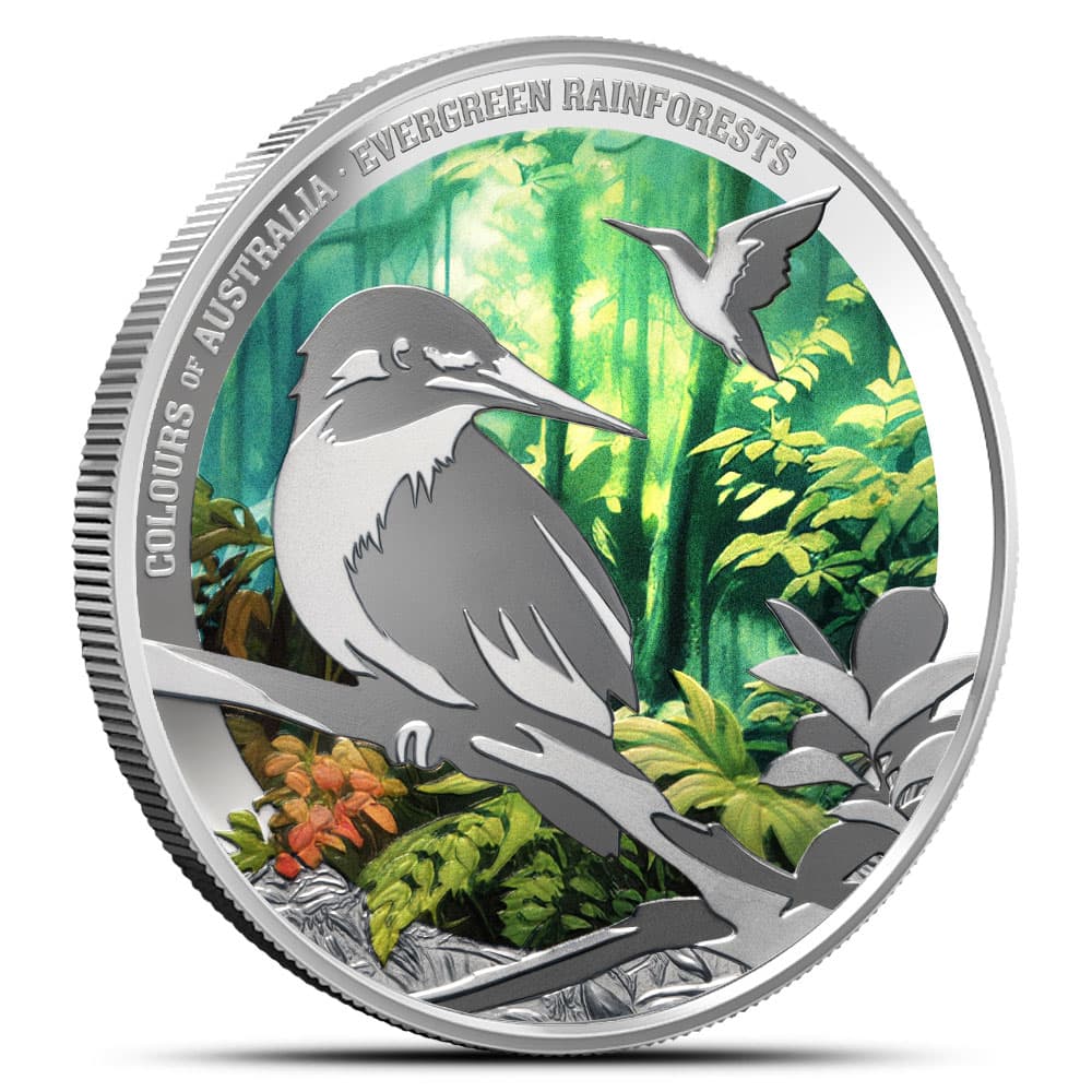 2025 1 oz Colorized Proof Niue Silver Colors of Australia Evergreen Rainforest Coin (Box + CoA)