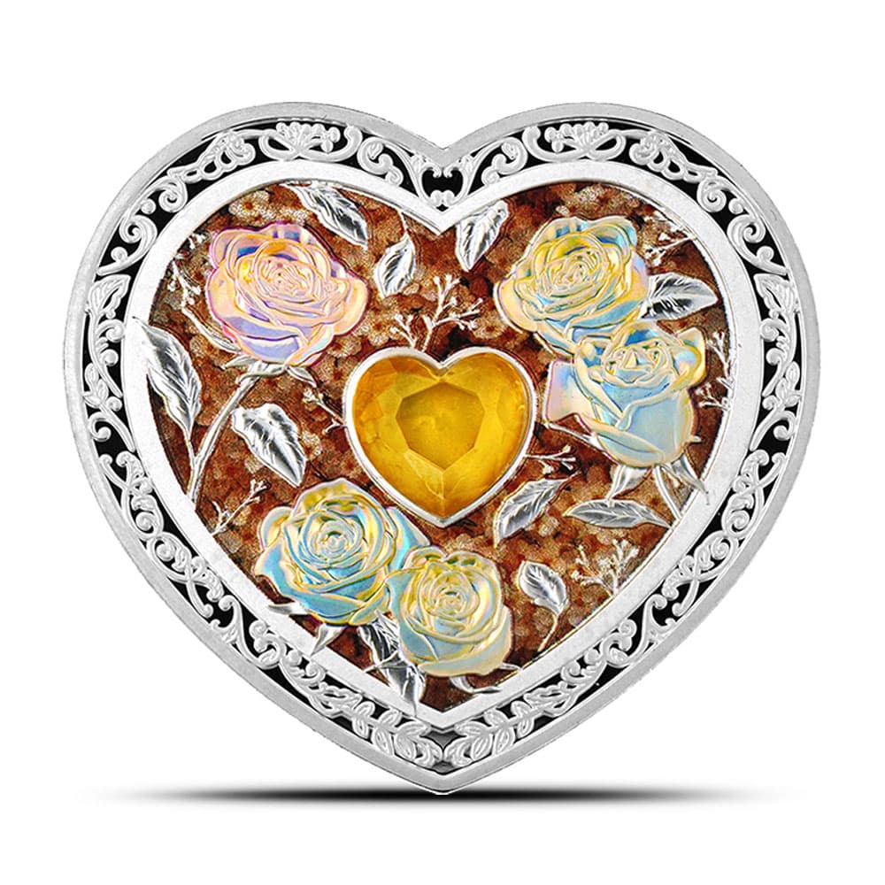 2025 1 oz Proof Samoa Silver The Gems of Love Sunset Rose Coin (Box + CoA, High Relief)