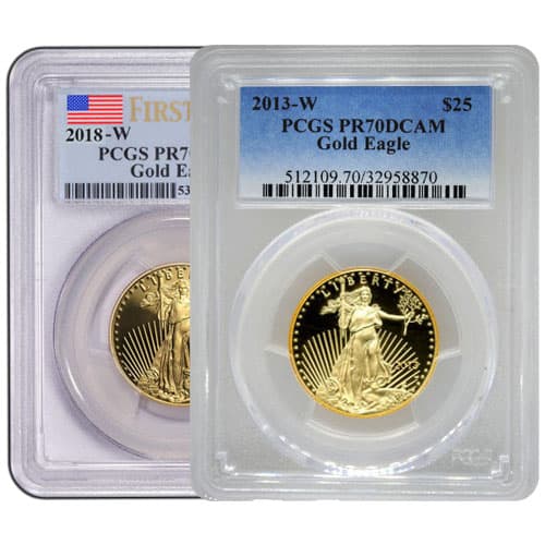 1/2 oz Proof American Gold Eagle Coin PCGS PR70 DCAM (Random Year, Varied Label)
