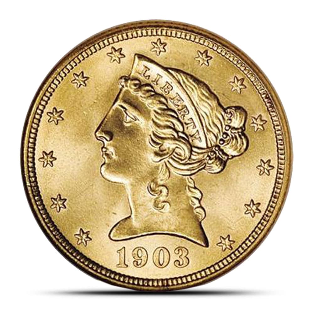 Pre-33 $5 Liberty Gold Half Eagle Coin (Cleaned)