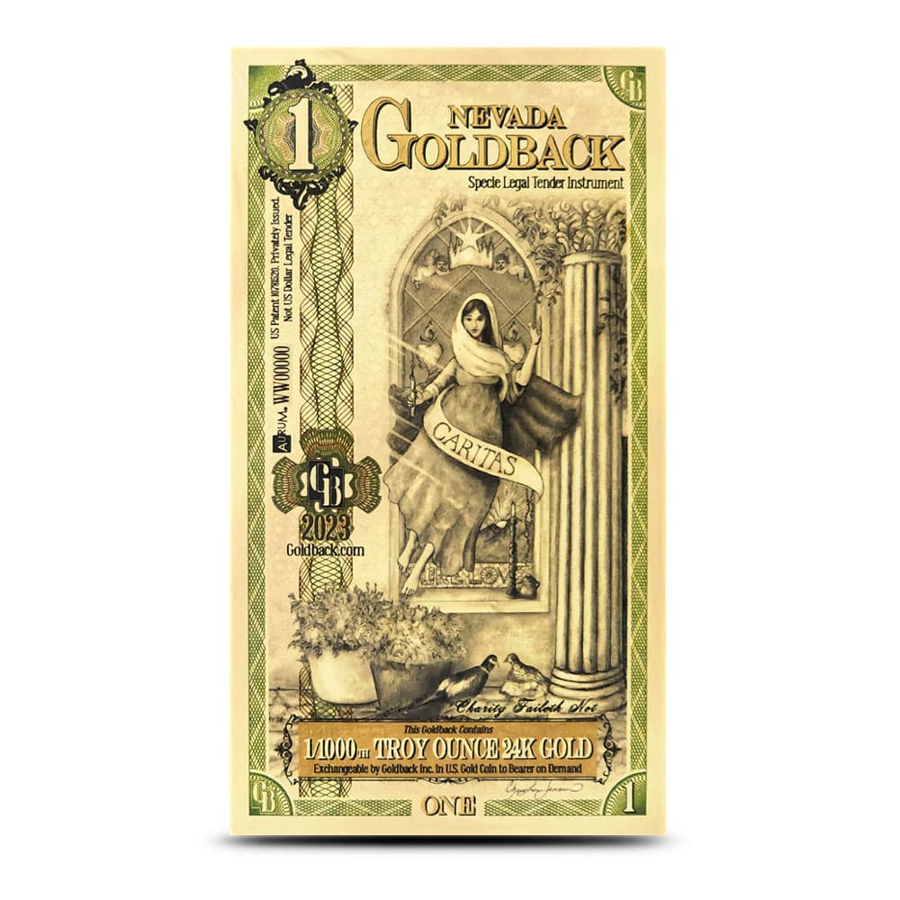 1 Gold Nevada Goldback Note New