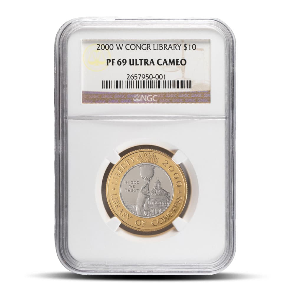 2000-W Proof $10 US Mint Bimetallic Commemorative Library of Congress Coin NGC PF69
