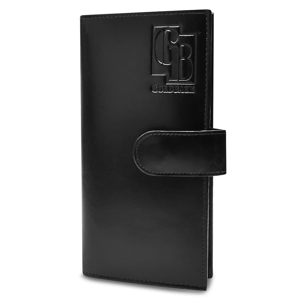 Black Leather Goldback Wallet