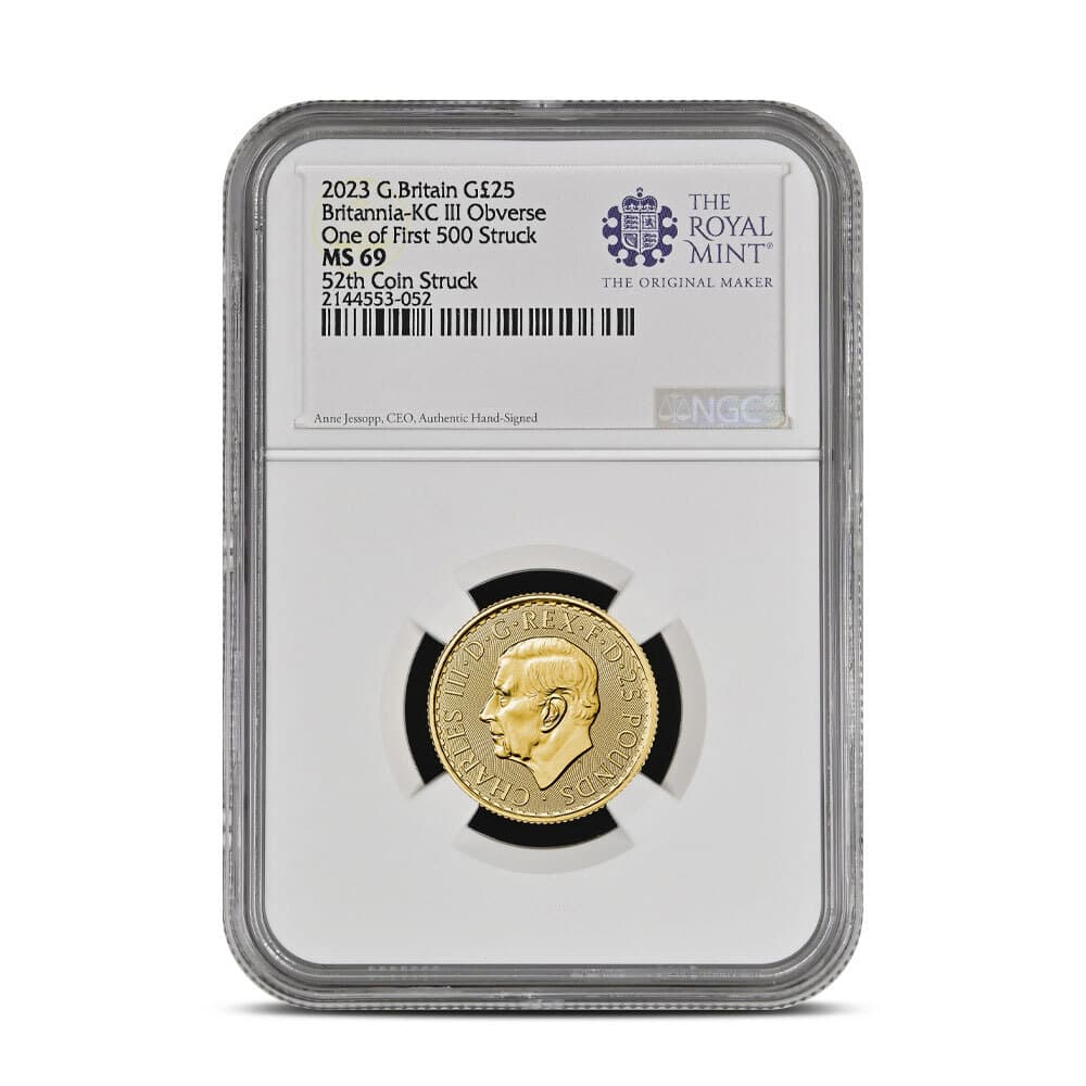 2023 1/4 oz British Gold Britannia Coin NGC MS69 (First 500 Struck, King Charles Obverse)