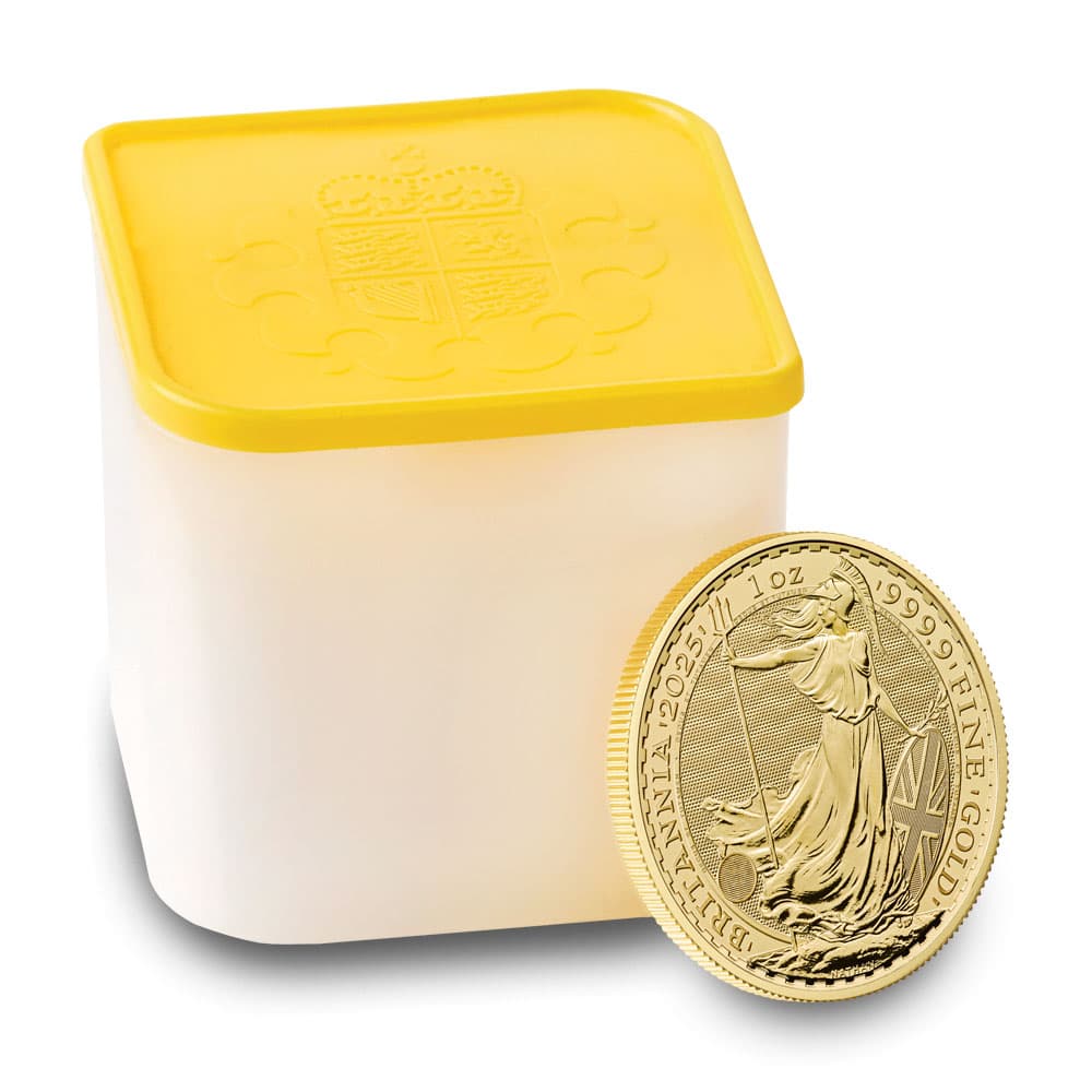 2025 1 oz British Gold Britannia Tube (BU, 10 Coins)
