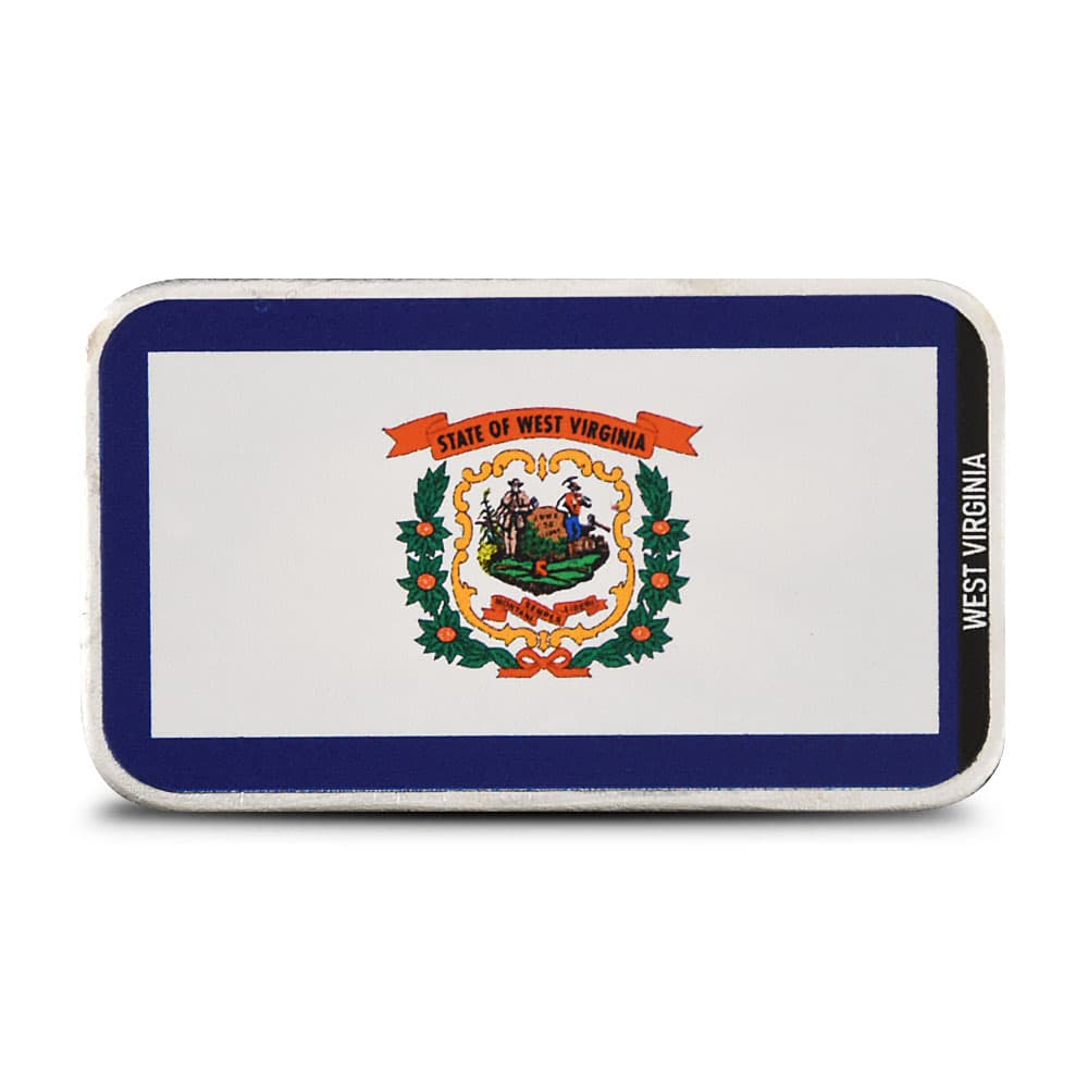 1 oz Colorized Stacking Across America West Virginia State Flag Silver Bar (New)