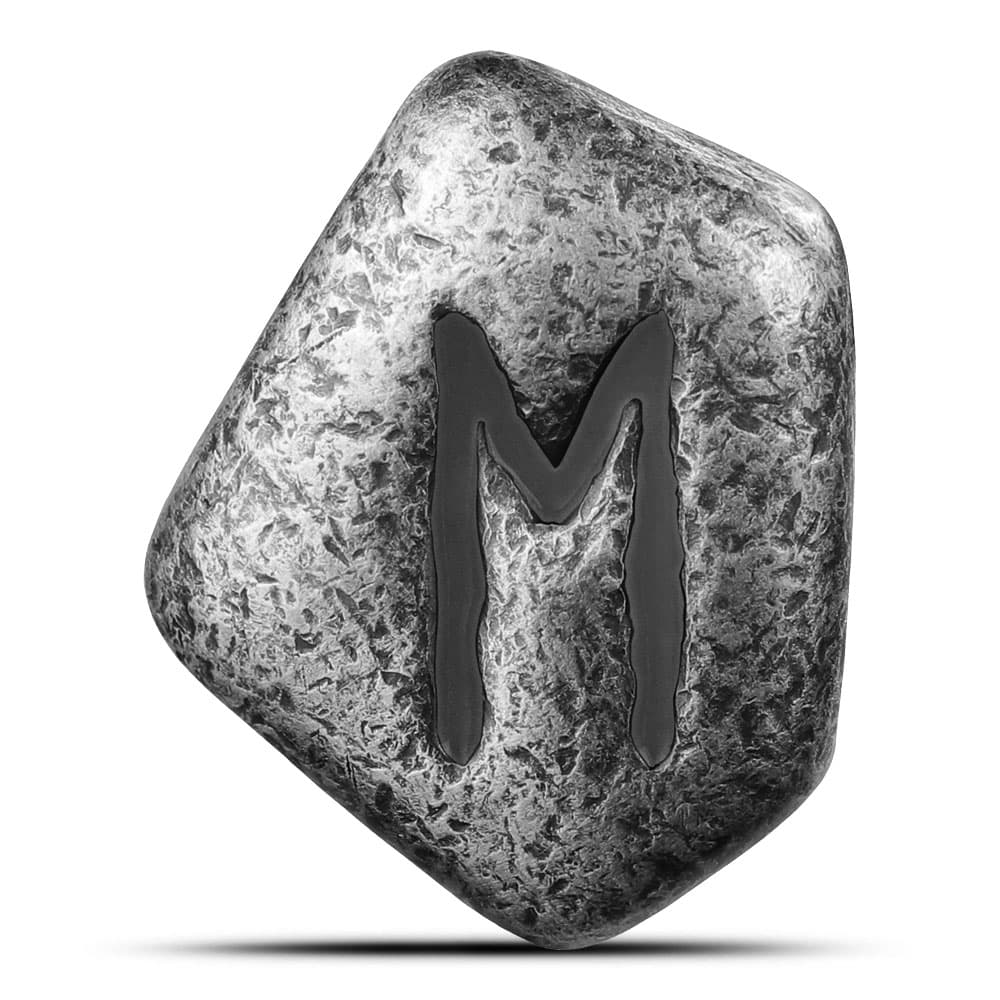 1 oz Antique Germania Mint Ehwaz Rune Cast Silver Bar (New, Numbered)