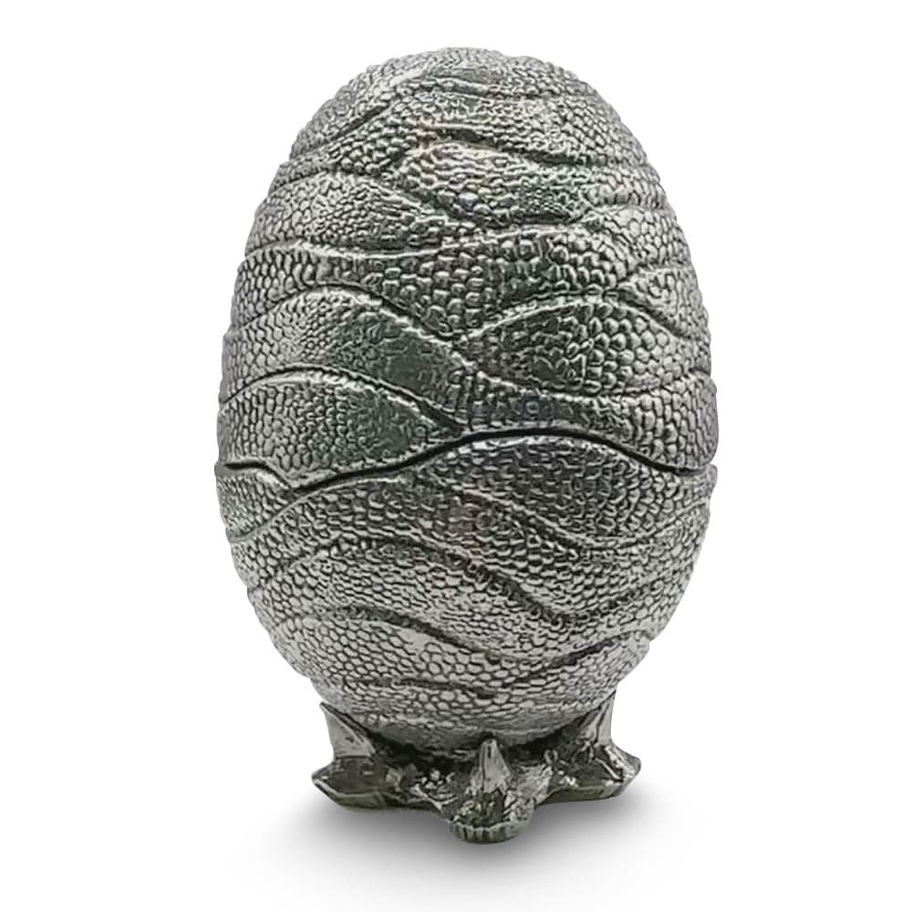 12 oz Antique Finish The Dragon Egg Silver Statue (New, Box + CoA)