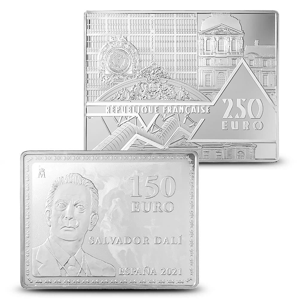 2021 Proof French and Spanish Silver Twin Collection Salvador Dali 2 Coin Set