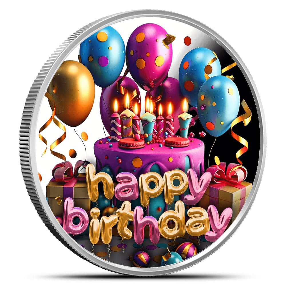 2025 17.5 Gram Proof Colorized Cameroon Silver Happy Birthday Coin
