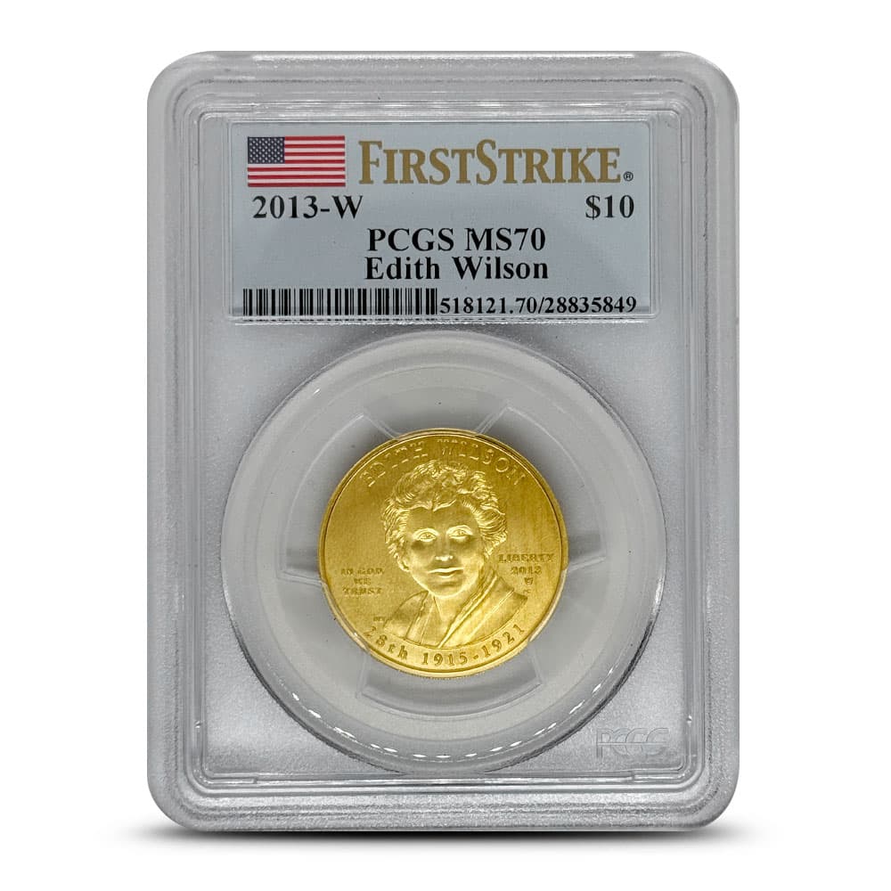 2013-W 1/2 oz US Mint First Spouse Edith Wilson Gold Coin PCGS MS70 (David Hall Signed Label)