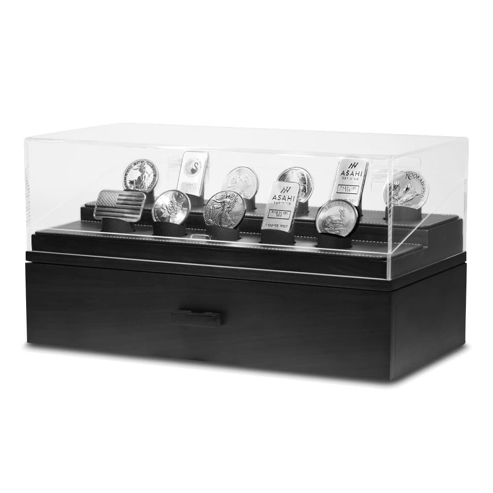 Black Coin Chest Display Case w/ Storage