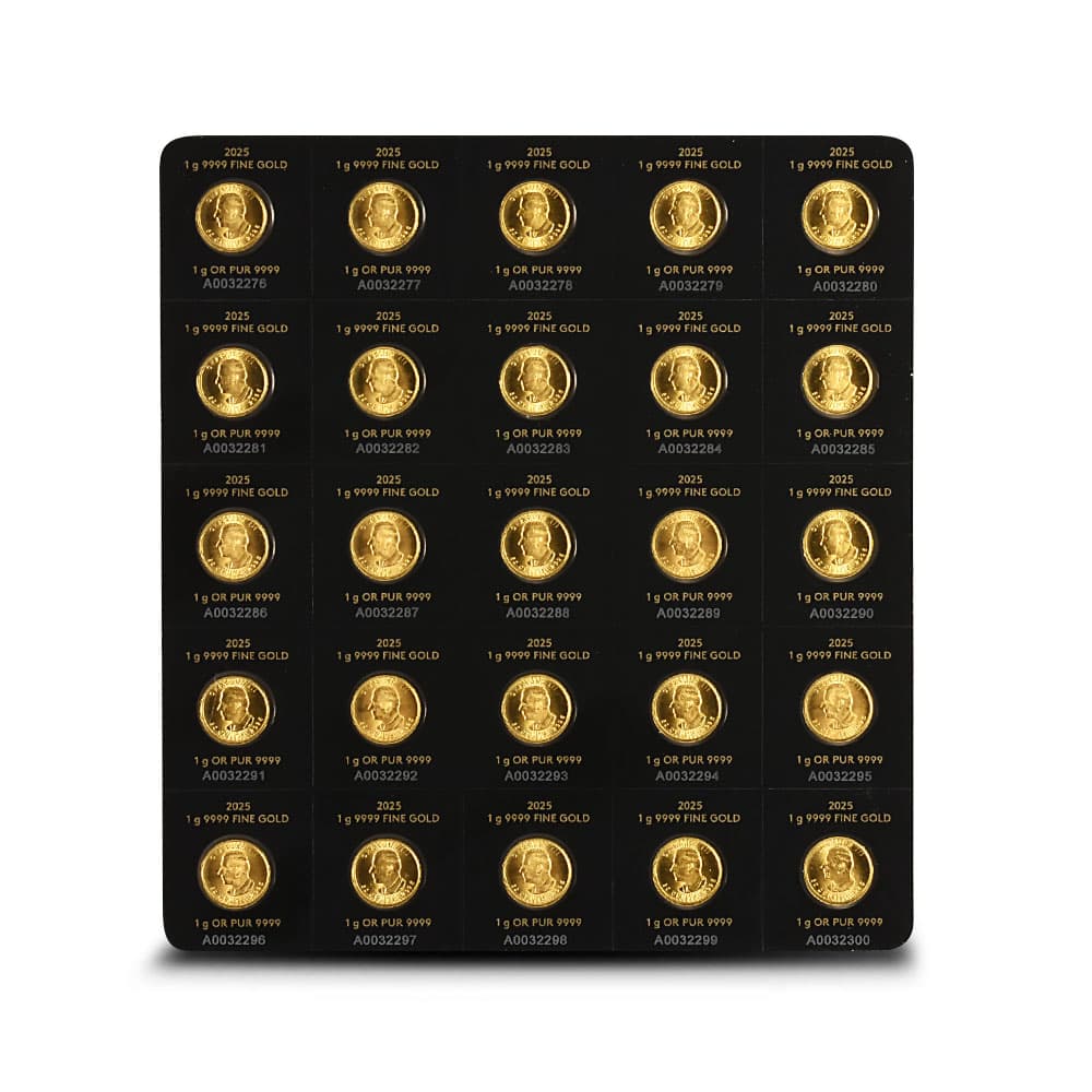 2025 25 Gram Canadian Gold MapleGram (25x1g, BU w/Assay)
