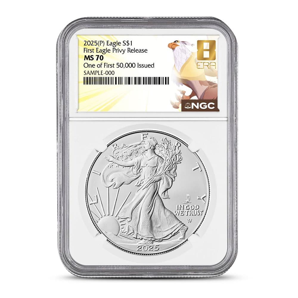 2025 (P) 1 oz Eagle Privy American Silver Eagle Coin NGC MS70 Early Release - Apr 23, 2025