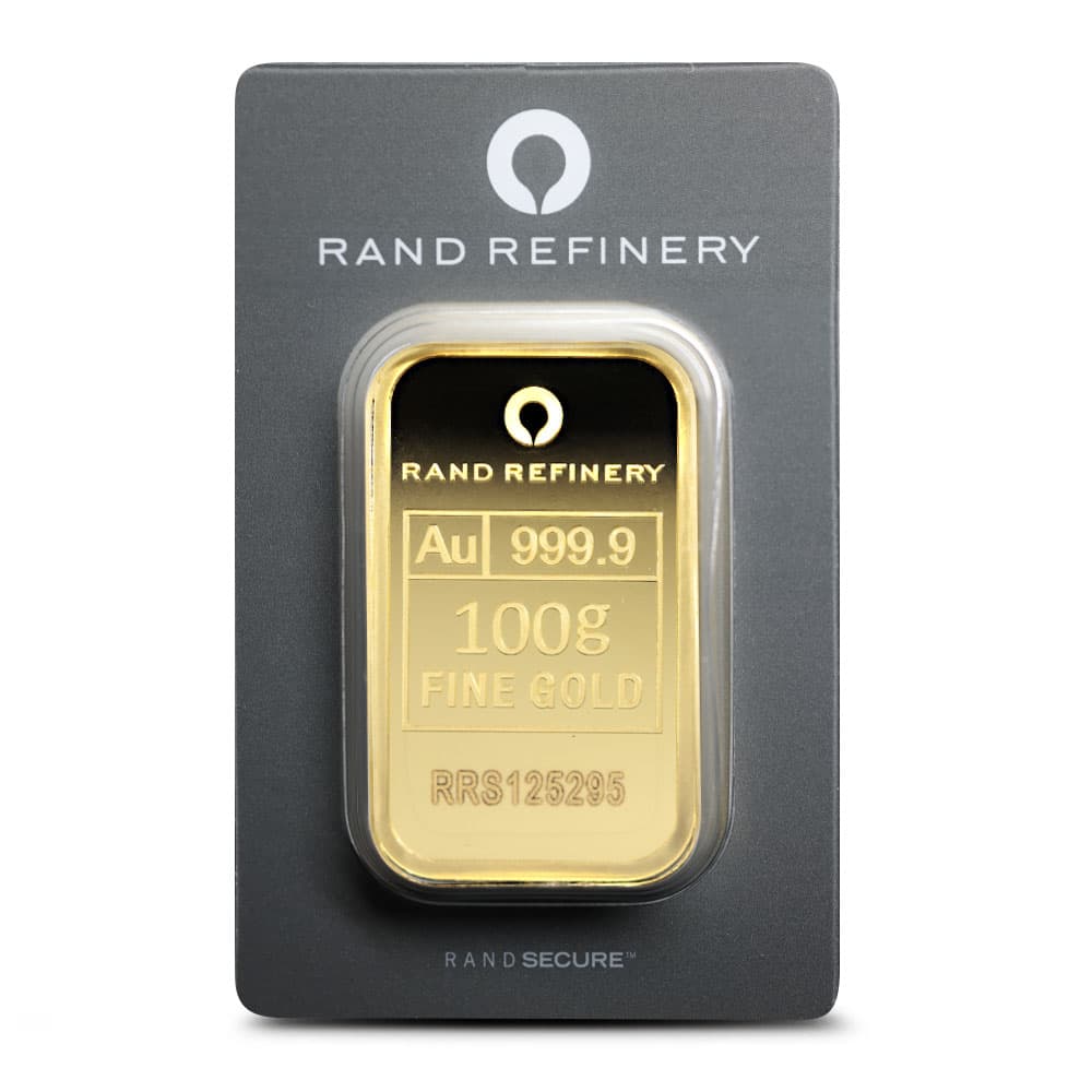 100 Gram Rand Refinery Gold Bar (New w/ Assay)