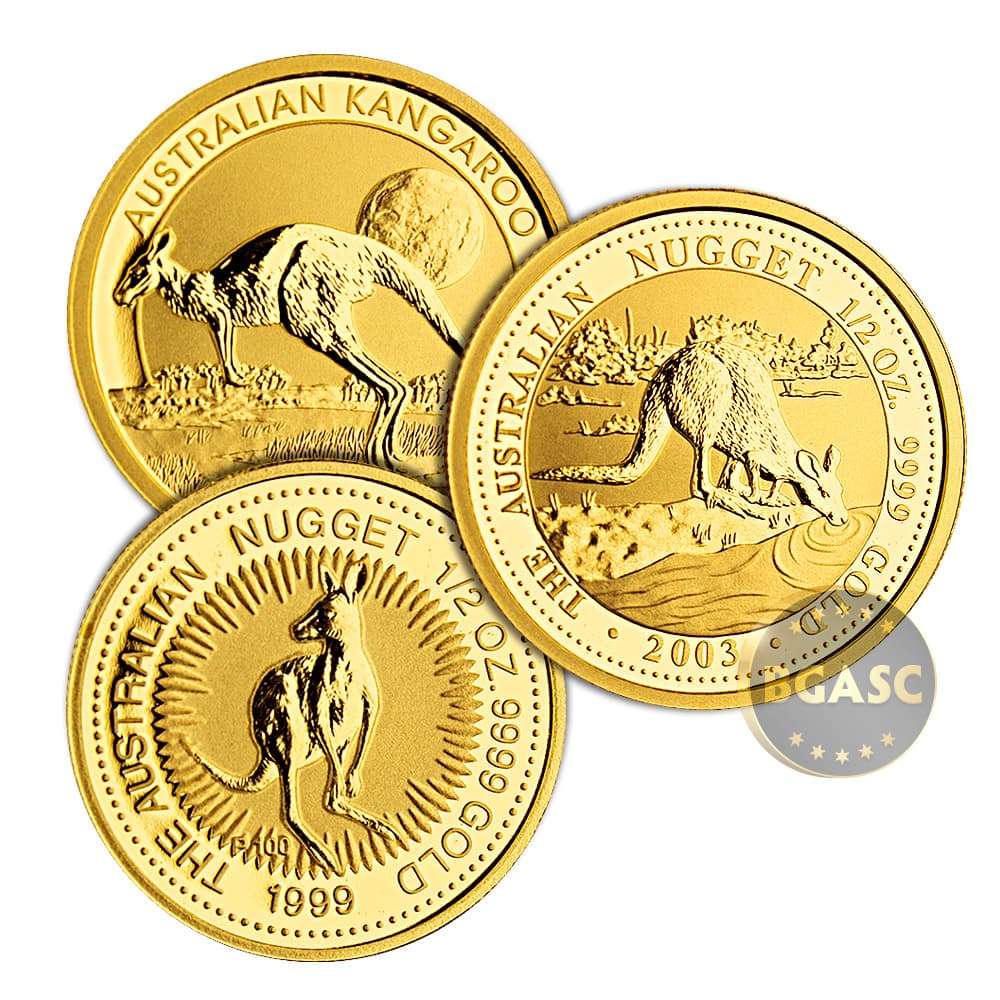 1/2 oz Australian Gold Kangaroo Coin (Random Year, BU)