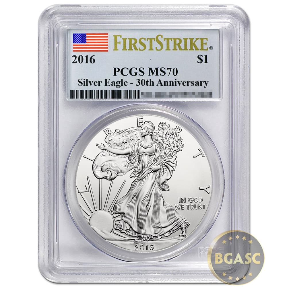2016 American Silver Eagle Coin PCGS Graded MS70 First Strike 30th Anniversary