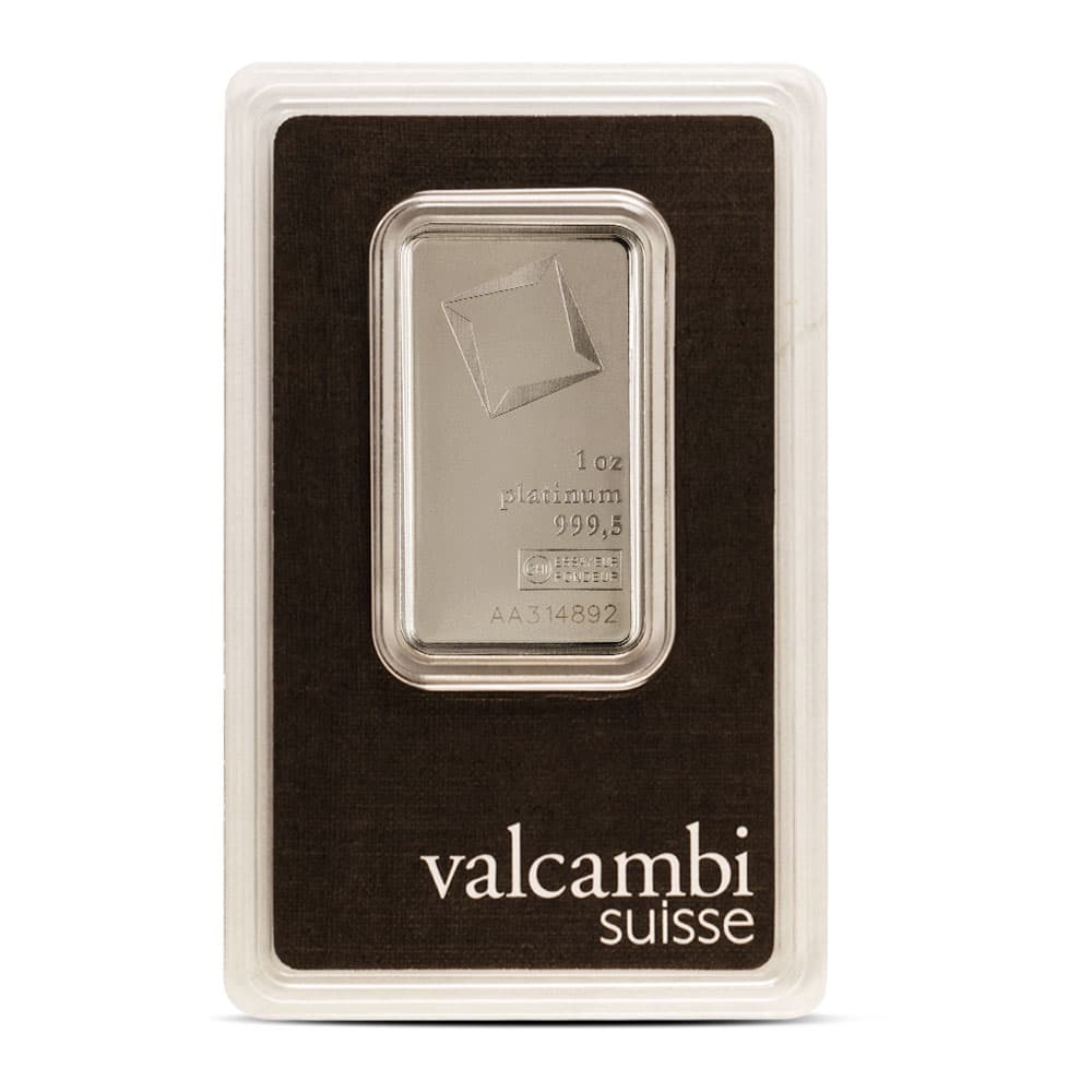 1 oz Platinum Bar Valcambi .9995 Fine Bullion Ingot (in Assay)