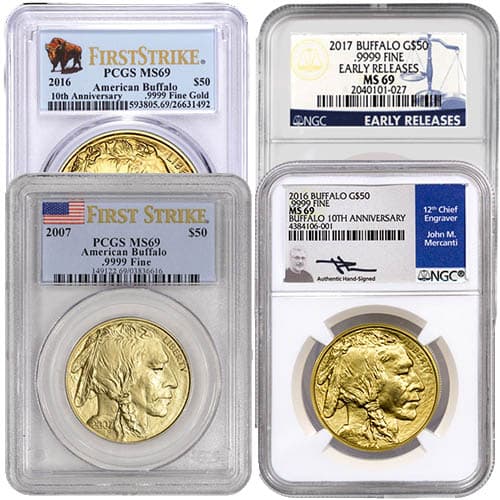 1 oz American Gold Buffalo Coin MS69 Random Year, Varied Label, PCGS or NGC