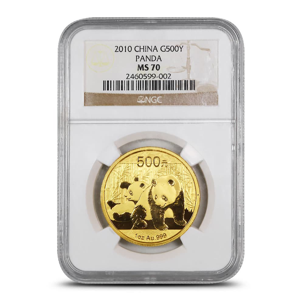 1 oz Chinese Gold Panda Coin MS70 (Random Year, Varied Label, PCGS or NGC)