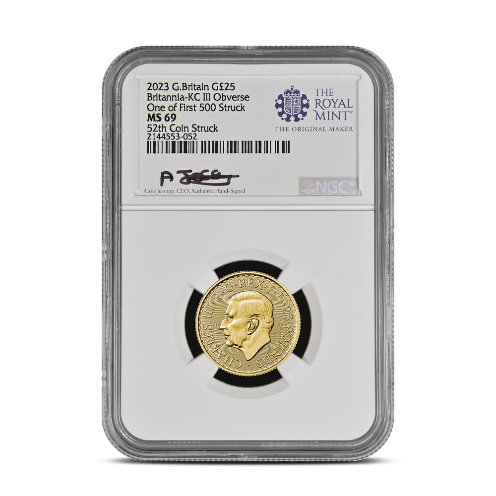 2023 1/4 oz British Gold Britannia Coin NGC MS69 (First 500 Struck, King Charles Obverse)