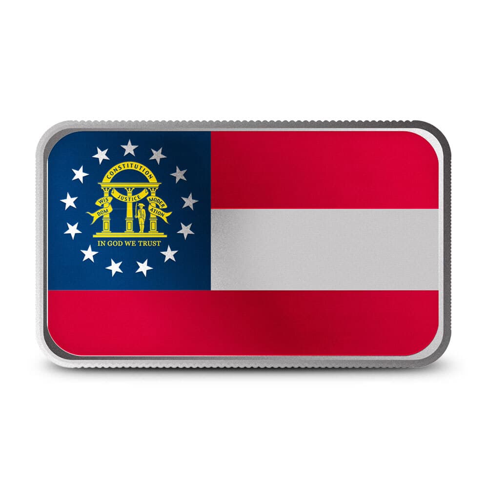 1 oz Colorized Scottsdale Georgia State Flag Silver Bar (New)