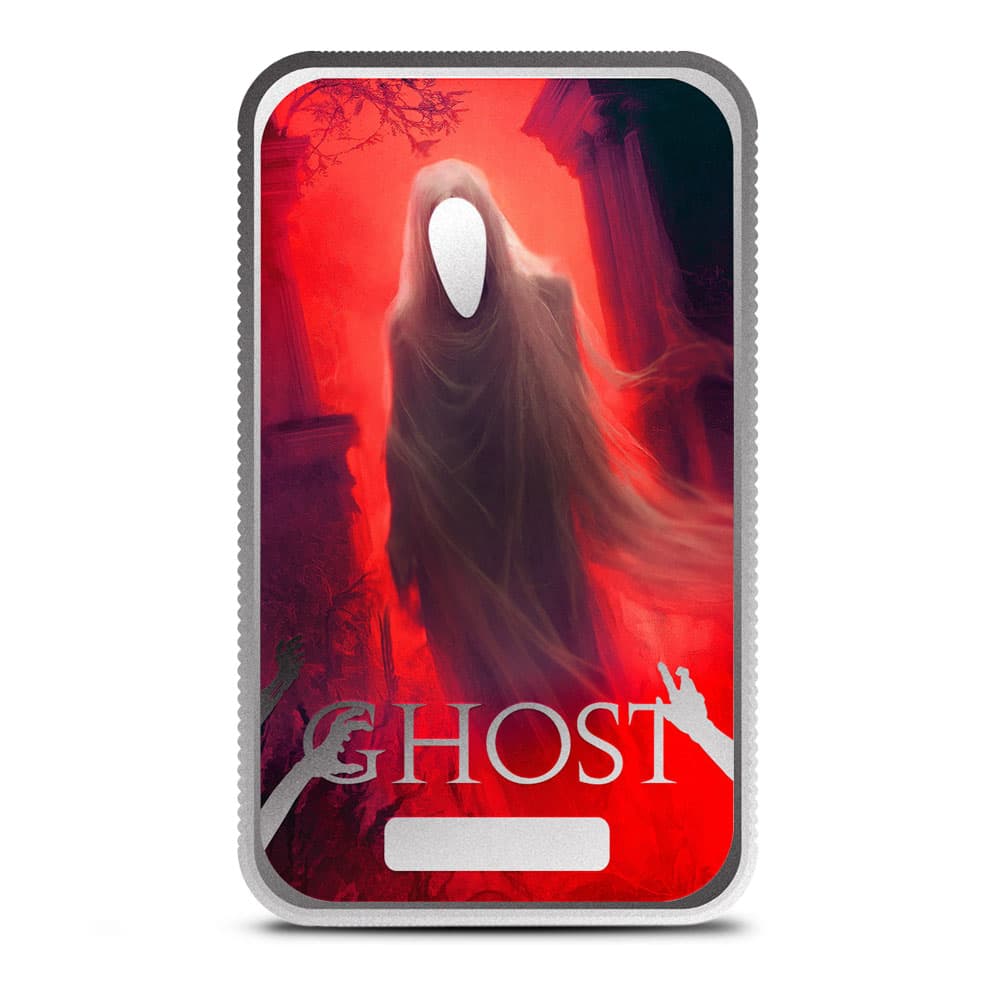 1 oz Colorized Scottsdale Halloween Monsters Ghost Silver Bar (New)