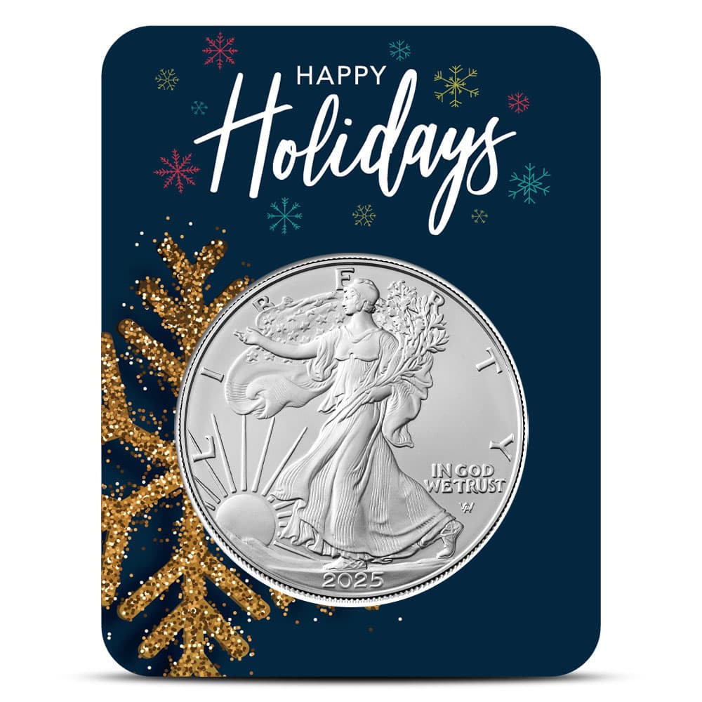 2025 1 oz American Silver Eagle Coin (BU, Happy Holidays Card) 1/21/2025