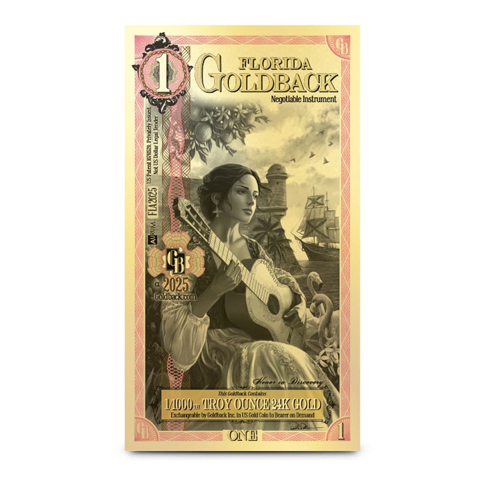 1 Florida Goldback Gold Note (New) 1/22/2025