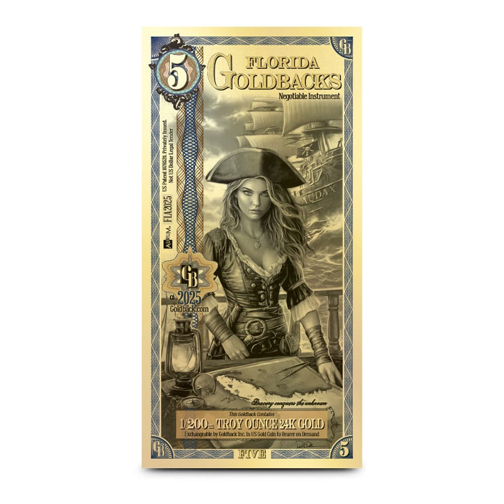 5 Florida Goldback Gold Note (New) 1/22/2025