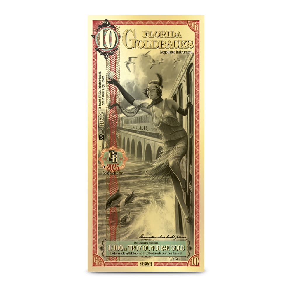 10 Florida Goldback Gold Note (New) 1/22/2025