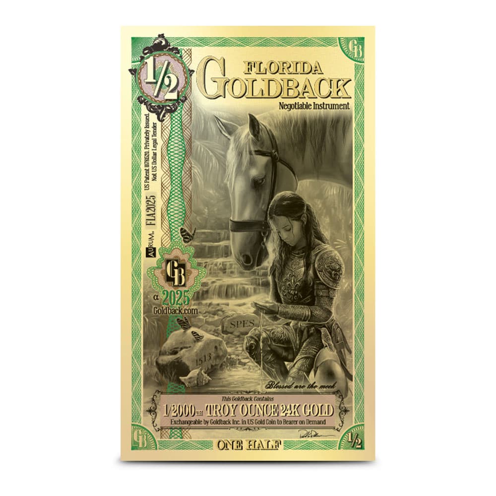 1/2 Florida Goldback Gold Note (New) 1/30/2025