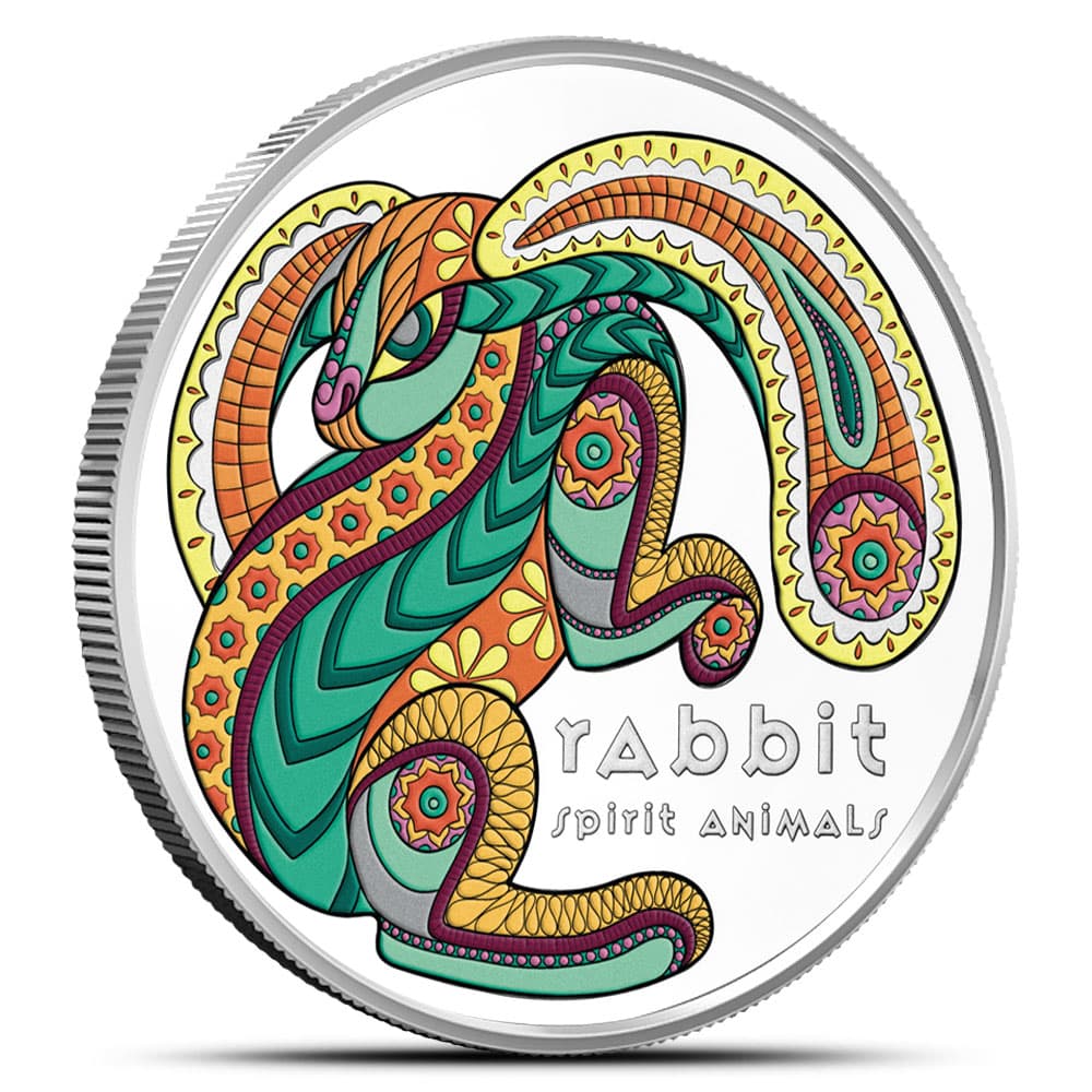 2024 17.5 Gram Colorized Proof Niue Silver Spirit Animals Rabbit Coin
