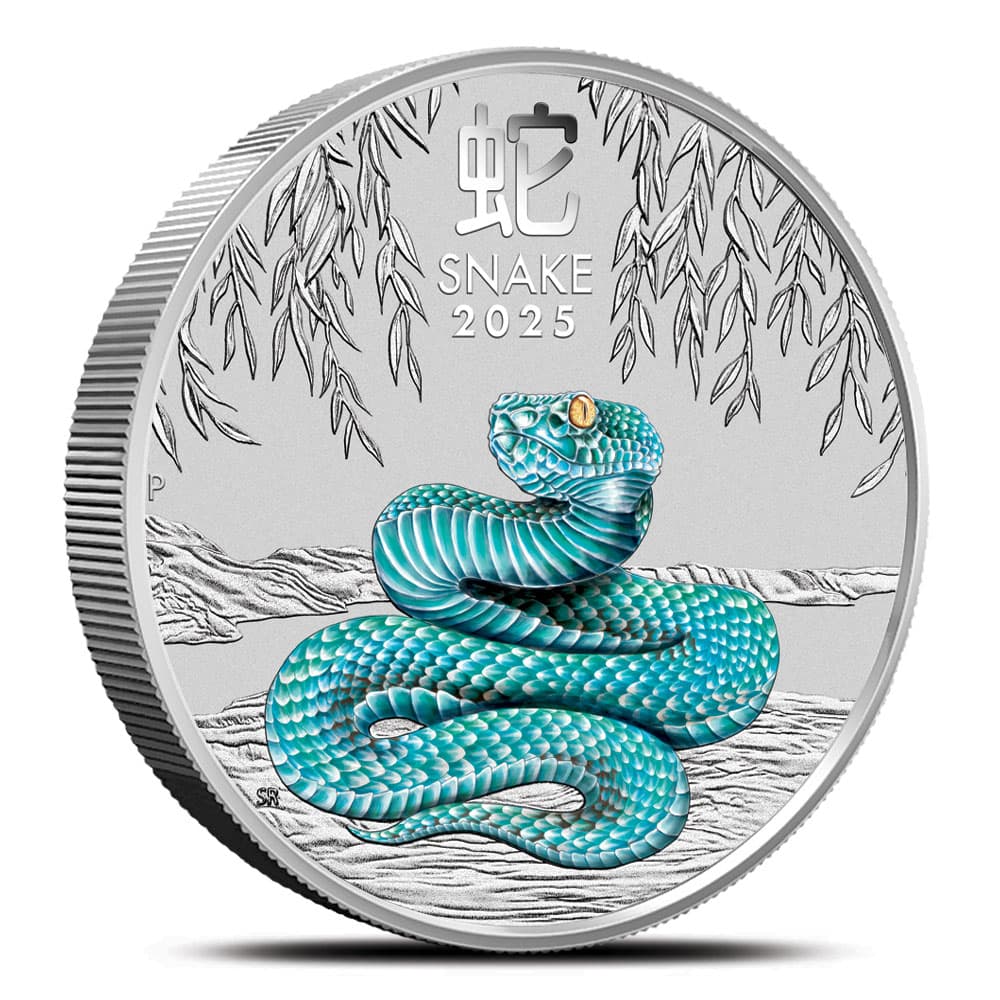 2025 5 oz Colorized Australian Silver Lunar Snake Coin (BU)